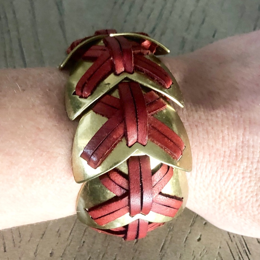 Giles & Brothers brass & leather bracelet. Mint!